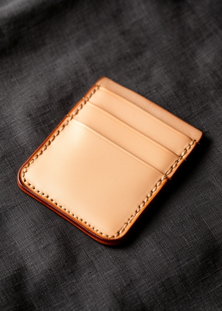 Porta carte in cuoio naturale con quattro tasche